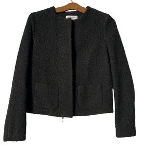 Carine Roitfeld x Uniqlo Black Wool Tweed Blazer Cropped Zip Up Womens XS Pocket